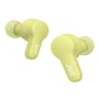 JVC Gumy True Wireless Earphones i limegrøn, vist fra siden på en hvid baggrund, med fokus på ergonomisk design.