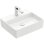Villeroy & Boch Memento 2.0 topmonteringsvask i hvid porcelæn med firkantet design, 50 cm bred og uden overløb.