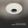 V-TAC 125W LED loftlampe monteret på loftet, med tekst 'Stylish & elegant designer dimmable ceiling light'.