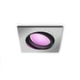 Philips Hue Centura indbygningsspot i aluminium viser lyskeglen med pink lys, set direkte ovenfra.