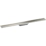 Hansgrohe AXOR Drain 900mm bruseafløb med børstet rustfri ståloverflade og integreret sort designrist.