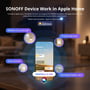 Grafik viser Sonoff Zigbee Bridge Ultra sammen med mobil og smart home-enheder, der styres via Apple Home.