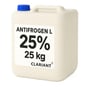 Clariant Antifrogen L propylenglykol, 25 % og 25 kg, set mere forfra med etiketten tydeligt synlig.