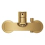 Grohe Lineare kar-/brusearmatur i børstet cool sunrise set lige forfra med greb, tud og tilslutning til bruseslange.