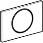 Geberit betjeningsplade Sigma1 med en cirkulær åbning, fremstillet i børstet stål.