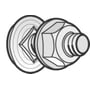 Nærbillede af en varmgalvaniseret bræddebolt M6 x 12 mm med en flangemøtrik.