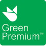 Schneider Electric Green Premium logo i hvid på en grøn firkantet baggrund.