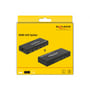 Den gule emballage til DeLock HDMI UHD-splitter viser produktet med én indgang og fire udgange.
