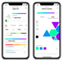 To Nanoleaf smartphone apps vist med scene-creator og forskellige lysindstillinger og farver på skærmen.