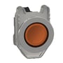 Schneider Electric flush signallampe med orange LED og metalramme, klar til montering på 230V.