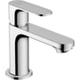 Hansgrohe Rebris S håndvaskarmatur i blank krom med svingtud, 1-grebs betjening og integreret løft-op ventil. Elegant design på hvid baggrund.