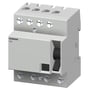 Siemens SIQUENCE PFI-fejlstrømsafbryder type B, 40 A, 4-polet og 300 mA, set skråt forfra med glat front.