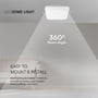 V-TAC LED-loftslampen er vist monteret i et loft med en grafisk lysstråle, der illustrerer lysspredningen.