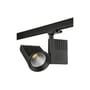 SG Armaturen Zip Pro 3-faset LED spot i sort aluminium med 40 graders spredningsvinkel, monteret på en sort skinne.