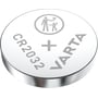 Varta CR2032 lithium knapcellebatteri set forfra, med Varta logo og CR2032 angivet på sølvfarvet overflade.