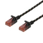 DELTACO Tough Slim CAT.6A U/UTP Patch kabel, 28AWG, 3.8mm, 2 meter, sort
