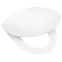 Ifö Spira toiletsæde i hvid hård plast, vist med låget lukket set fra siden.