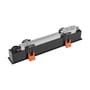 SpectrumLED GRID S 12 W indbygningsspot set skråt bagfra med driver, ledninger og orange monteringsclips synlige.