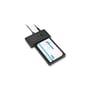 ICY Dock U.2 NVMe SSD-adapter til USB 3.2 Gen2 med en 2,5-tommers SSD sat i og tilslutningskabler.