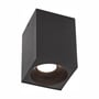 SpectrumLED Chloe GU10-loftlampe i sort aluminium med mørk inderside, vist skråt nedefra med lysende lyskilde.