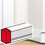 Legrand hvidt endestykke til installationskanal, 50 x 180 mm, fremstillet i plast, vist med en rød markering.
