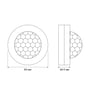 Måltegning af Videx PIR-bevægelses- og lyssensor med front- og sidevisning samt målene 83 mm og 49,5 mm.