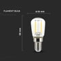 Målskitse af V-TAC ST26 filament LED pære, der viser dimensionerne 58 mm højde og Ø26 mm diameter.
