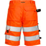 Bagside af Kansas Hi Vis håndværker shorts i str. C50, kl. 2, med ID-kortlomme og reflekterende stropper ved benene.