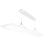 SG Armaturen Sense Air LED-panel, 200x1200 mm, monteret med wirer til loftet, fremstår slankt og moderne.