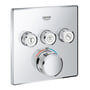 Grohe SmartControl termostat til indbygning med tre funktioner og firkantet design i krom finish.