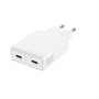 4smarts PDPlug Slim Dual-vægoplader set skråt forfra med to USB-C-porte, logo og europæisk stik.