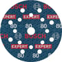 Bosch sliberondel FOIL O 780, Ø125 mm, K80 med et mønster af hvide prikker og teksten 'EXPERT' og 'BOSCH'.