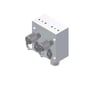 Danfoss MBV 5000 testventil i aluminium, vist i isometrisk perspektiv med to tilslutninger.