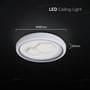 Målskitse af V-TAC LED-loftslampen viser en diameter på 480 mm og en højde på 60 mm.