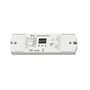 DMX.decoder.D1-L, en hvid 1-kanals DMX512- og RDM-dekoder, set lige forfra med display, knapper og tilslutningsklemmer.