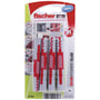 Pakke med 4 stk. Fischer DUOPOWER dybler, 10 x 80 mm, med tydelige mærkater for max belastning og dimensioner.