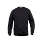 Klik Basic sweatshirt 021030 i sort, vist forfra med rund hals og et synligt Clique mærke i nakken.