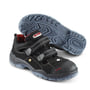 Scott Pro S1P ESD sikkerhedssandal i str. 41, med sort microfiber/tekstil og dobbelt velcro lukning, vist med sålen opad.
