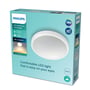 Philips Lighting Doris loftlampe i hvid emballage, viser LED-lys, fugtbestandighed og 15 års levetid.