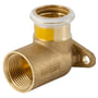 Geberit Mapress 90° vinkel i kobber med muffe/muffe tilslutning, 15 mm x 1/2", med monteringshul.