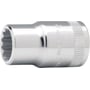 Bahco 1/2" tolvkanttop, 23 mm, 40 mm længde, fremstillet i højglanspoleret, højtlegeret stål med rulleteret greb.