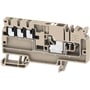 Weidmüller AAP11 6/6X1.5 LO-LI WT potentialefordelingsklemme i beige med push-in-tilslutning og synlige indre komponenter.