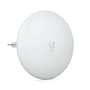 Ubiquiti Wave-LR PtMP-station til 60 GHz set skråt forfra med Wave-logo og en del af beslaget synligt.