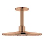 Grohe Rainshower Smartactive hovedbruser i børstet messing med Ø310mm diameter og 2 stråletyper til loftmontering.