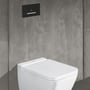 Villeroy & Boch ViConnect E300 betjeningsplade på en grå væg over et hvidt toilet, set i badeværelset.
