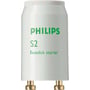 Philips S2 Ecoclick-starter til lysstofrør set forfra med grøn Philips-tekst og to metalstikben.