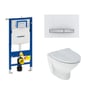 Geberit Sigma 112 cm toiletpakke, inkl. Ifö Spira 6265 Rimfree, Ifö Clean + SoftClose toiletsæde, og Sigma50: Hvid (krom detajler) trykknap
