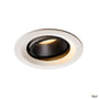 SLV NUMINOS MOVE M indbygningsspot i hvid og sort med 17W LED og 2700K varmt hvidt lys på hvid baggrund.