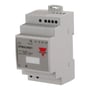 Carlo Gavazzi SPMA24601 strømforsyning på 24 V DC og 2,5 A set mere direkte forfra med frontmærkning og DIN-beslag.