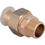 Geberit Mapress kobberforskruning med 12 mm muffe og 3/8" nippel, vist på hvid baggrund.